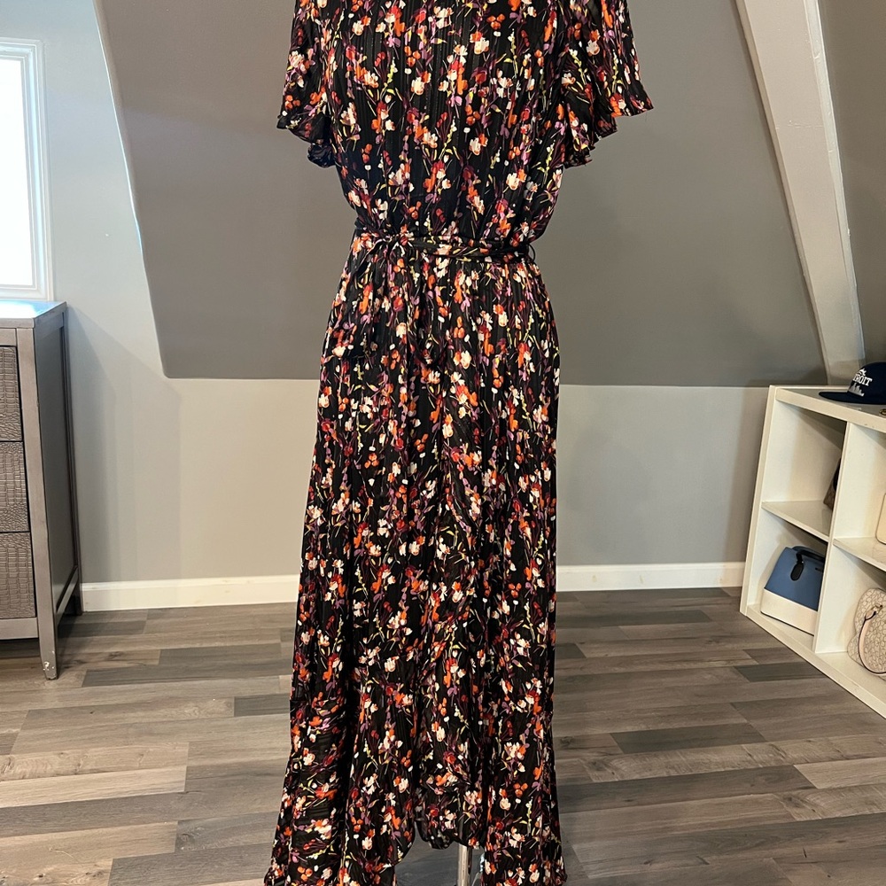 Lane Bryant Black Floral Maxi shimmer dress